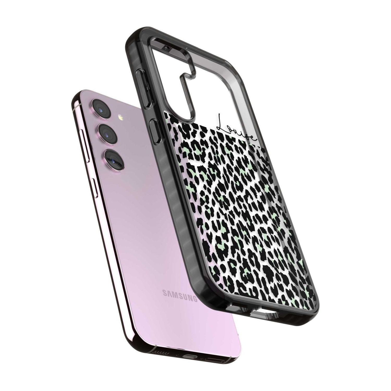 Personalised Seafoam Green & Cursive Leopard Spots