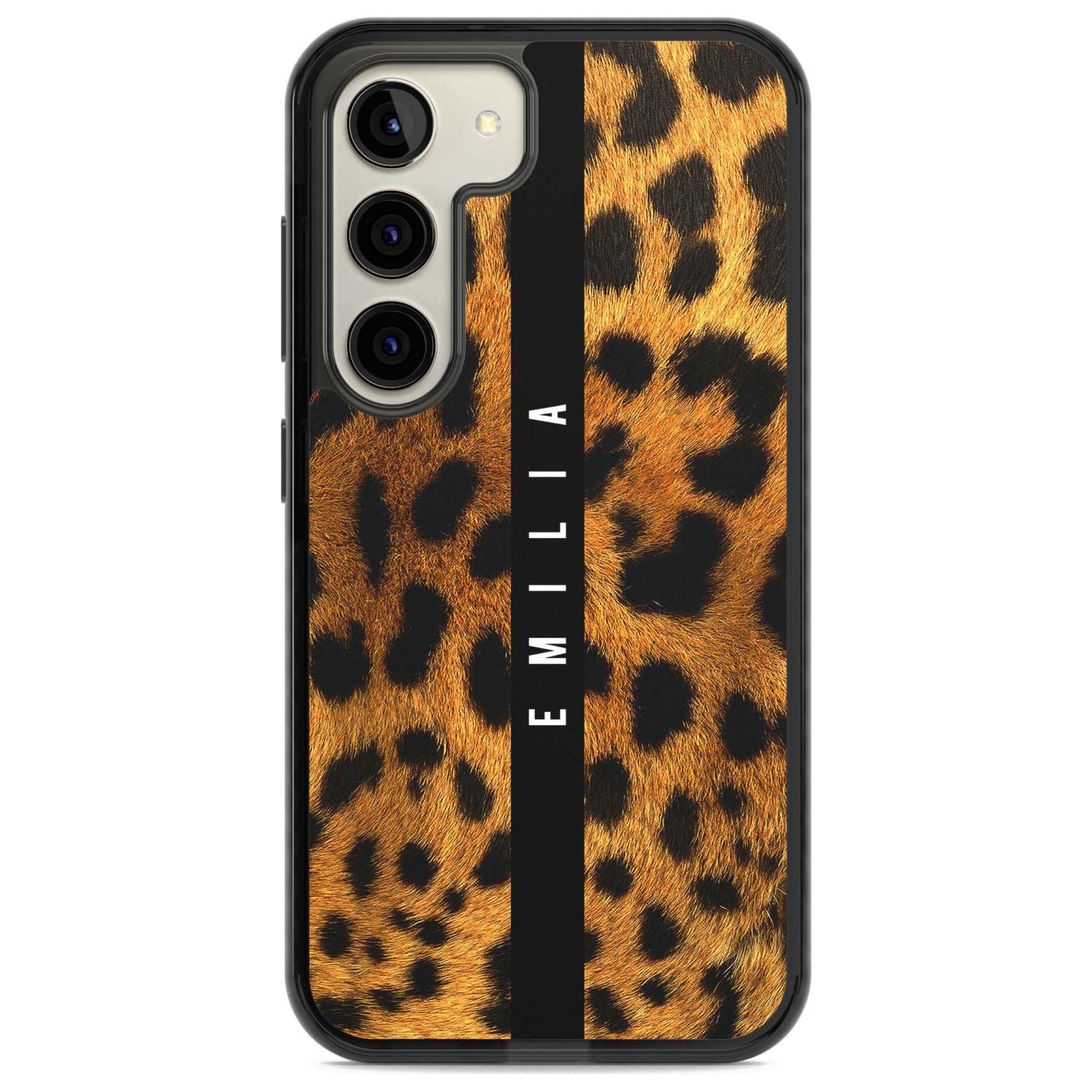Personalised Leopard Print Custom Phone Case Samsung S22 / Black Impact Case,Samsung S23 / Black Impact Case Blanc Space