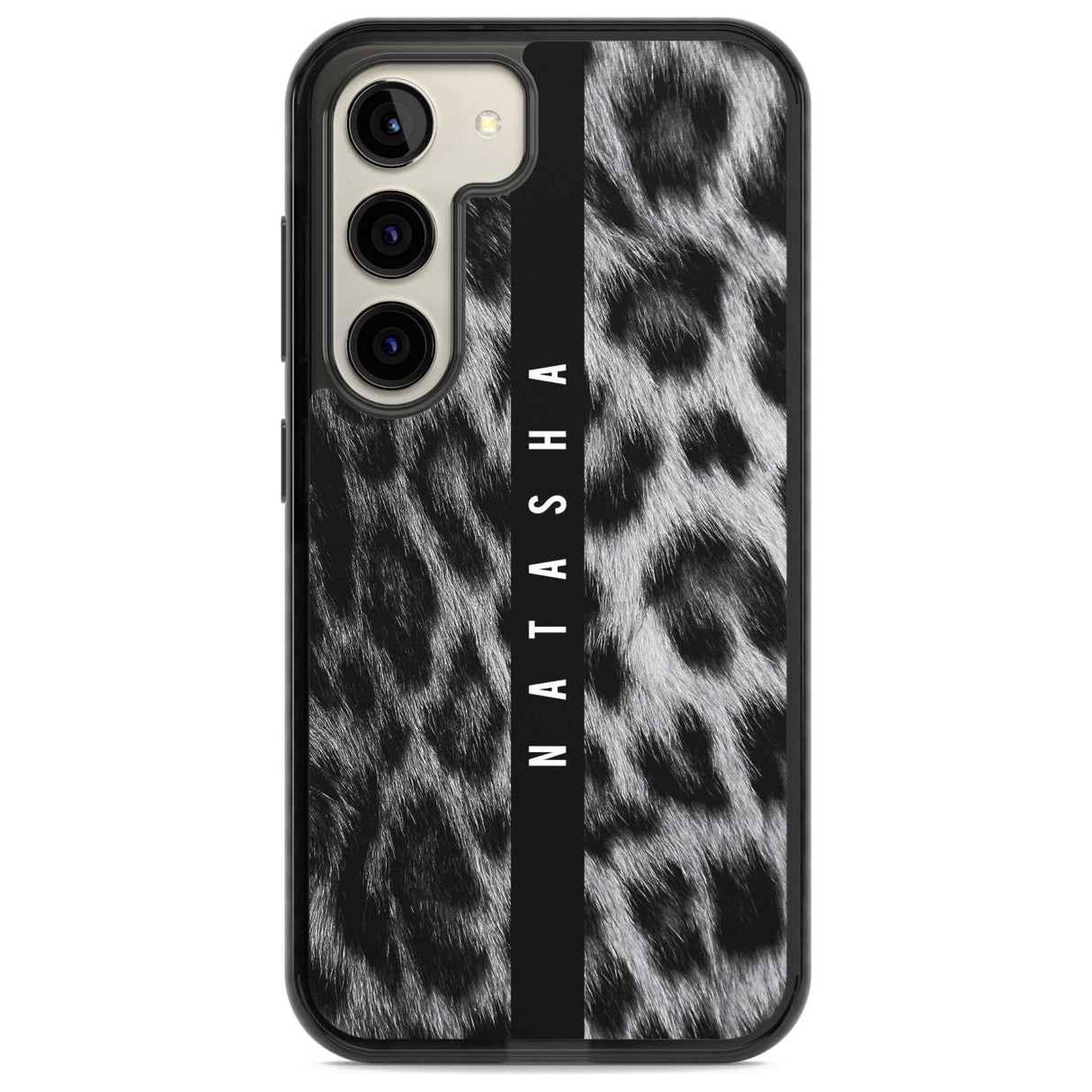 Personalised Snow Leopard Print Custom Phone Case Samsung S22 / Black Impact Case,Samsung S23 / Black Impact Case Blanc Space