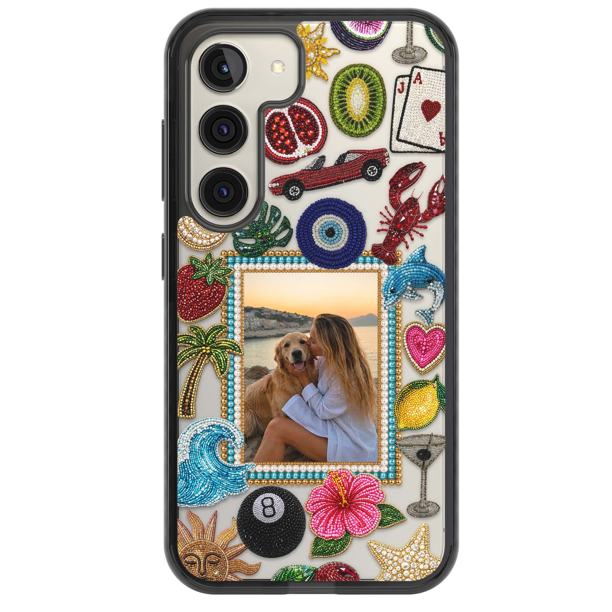 Beaded Photo coastal iPhone case | Black Impact case for Samsung Galaxy S24, Samsung Galaxy S23, Samsung Galaxy S22