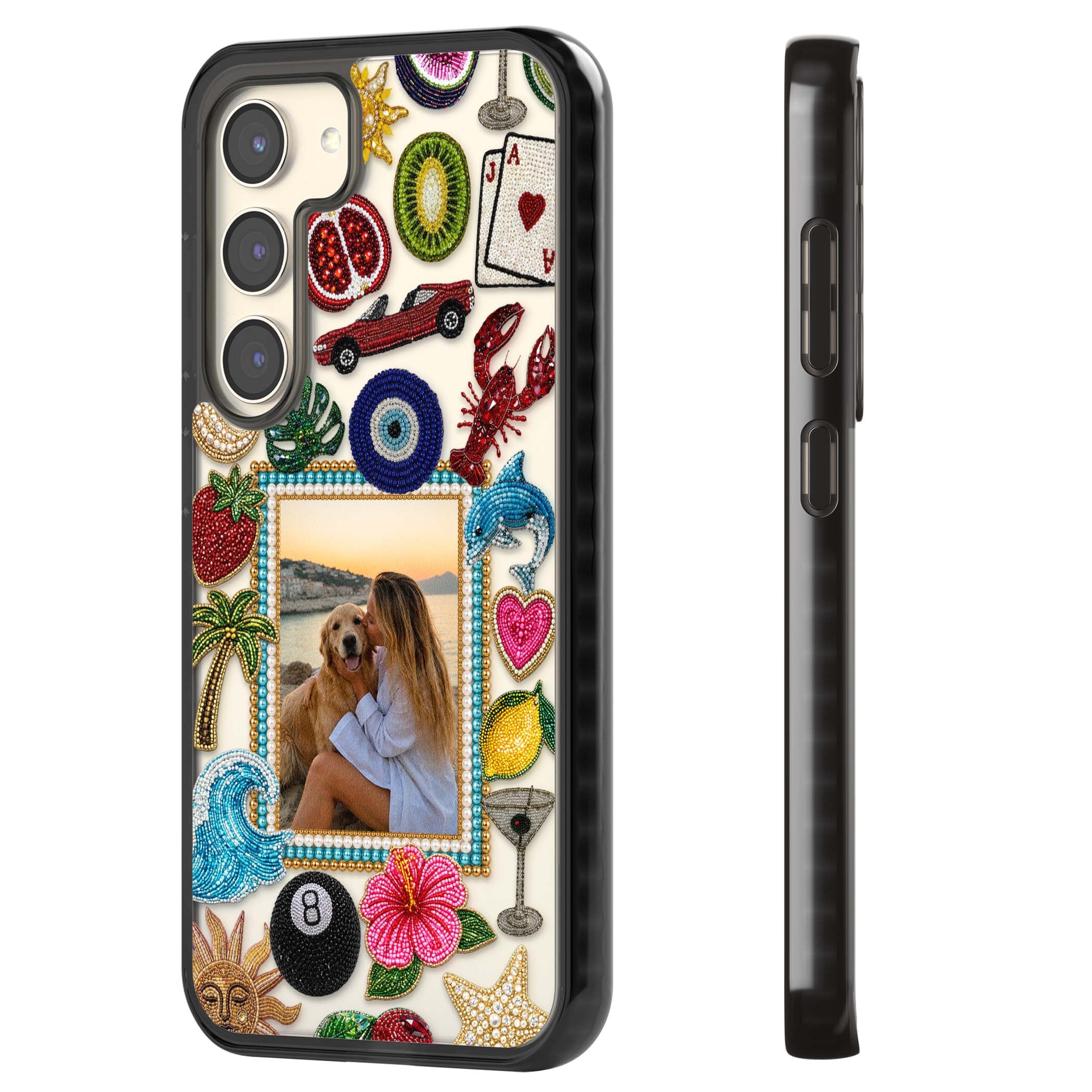 Beaded Photo coastal iPhone case | Black Impact case for Samsung Galaxy S24, Samsung Galaxy S23, Samsung Galaxy S22