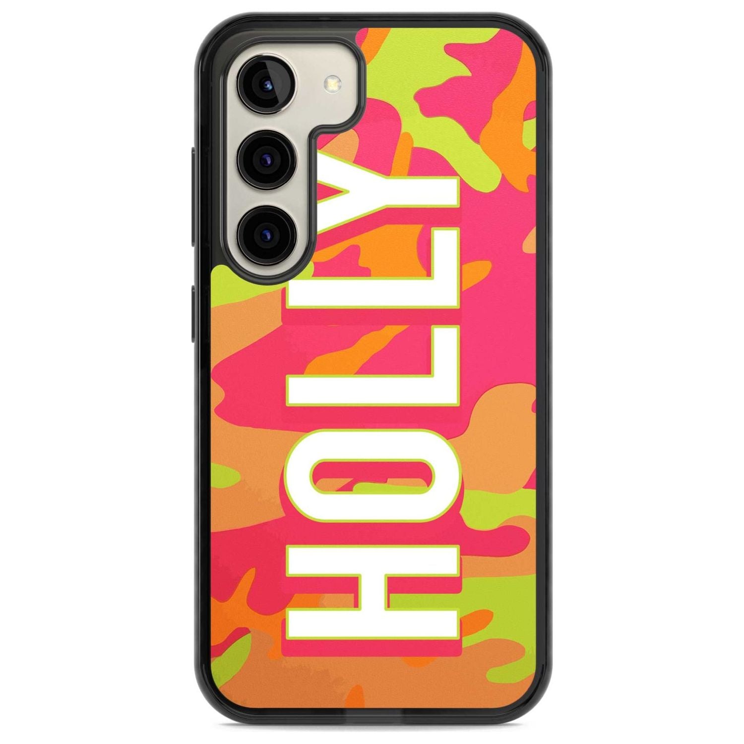 Personalised Colourful Neon Camo Custom Phone Case Samsung S22 / Black Impact Case,Samsung S23 / Black Impact Case Blanc Space