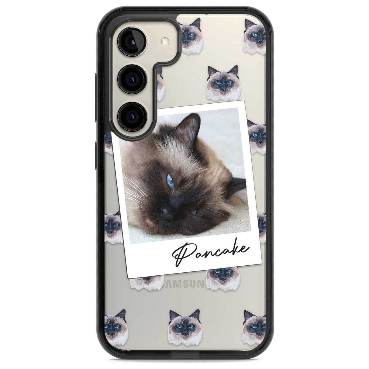 Personalised Burmese Cat Photo Custom Phone Case Samsung S22 / Black Impact Case,Samsung S23 / Black Impact Case Blanc Space