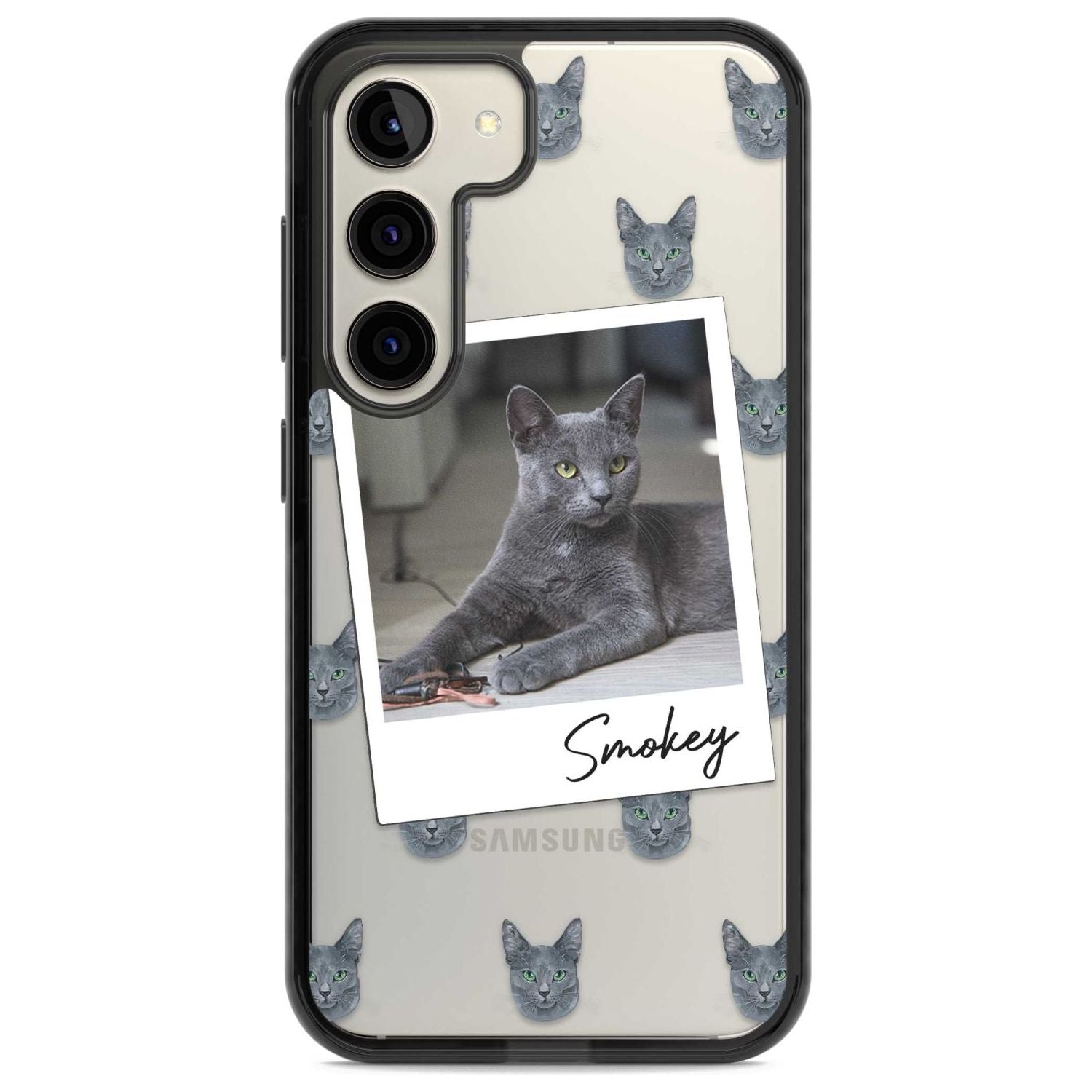 Personalised Korat Cat Photo Custom Phone Case Samsung S22 / Black Impact Case,Samsung S23 / Black Impact Case Blanc Space