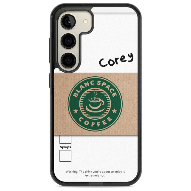 Personalised Coffee Cup Custom Phone Case Samsung S22 / Black Impact Case,Samsung S23 / Black Impact Case Blanc Space