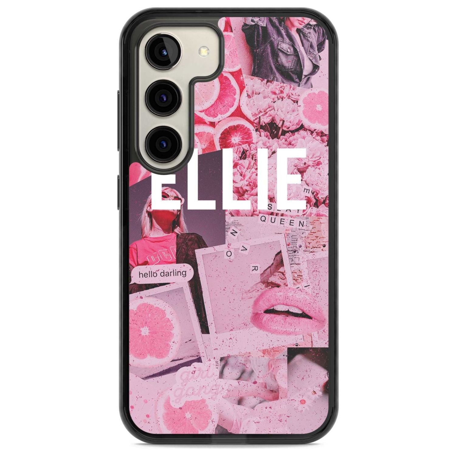 Personalised Sweet Pink Fashion Collage Custom Phone Case Samsung S22 / Black Impact Case,Samsung S23 / Black Impact Case Blanc Space