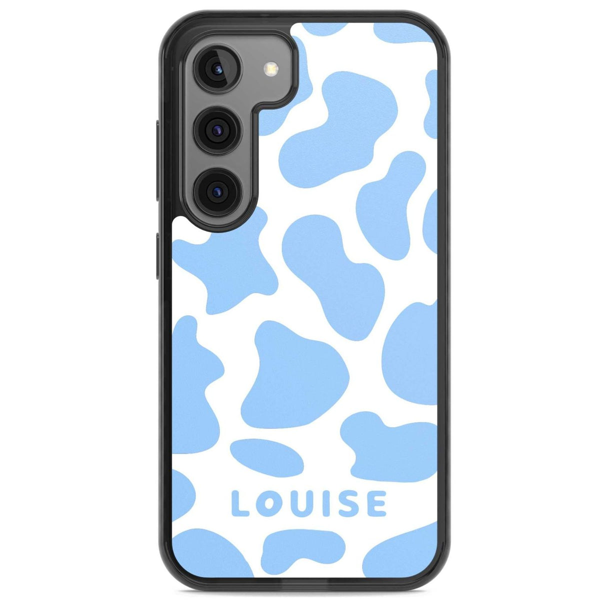 Personalised Blue and White Cow Print Custom Phone Case Samsung S22 / Black Impact Case,Samsung S23 / Black Impact Case Blanc Space