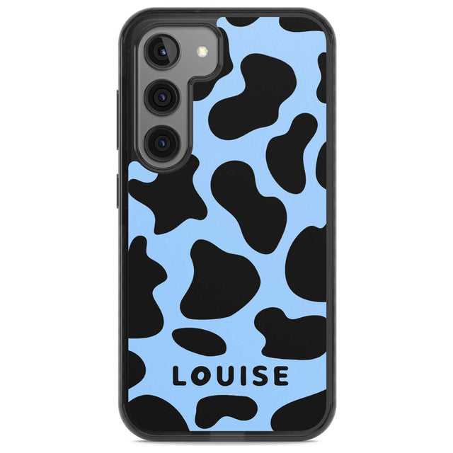 Personalised Blue and Black Cow Print Custom Phone Case Samsung S22 / Black Impact Case,Samsung S23 / Black Impact Case Blanc Space