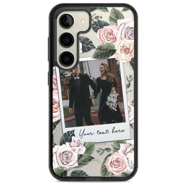 Personalised Floral Instant Film Photo Custom Phone Case Samsung S22 / Black Impact Case,Samsung S23 / Black Impact Case Blanc Space