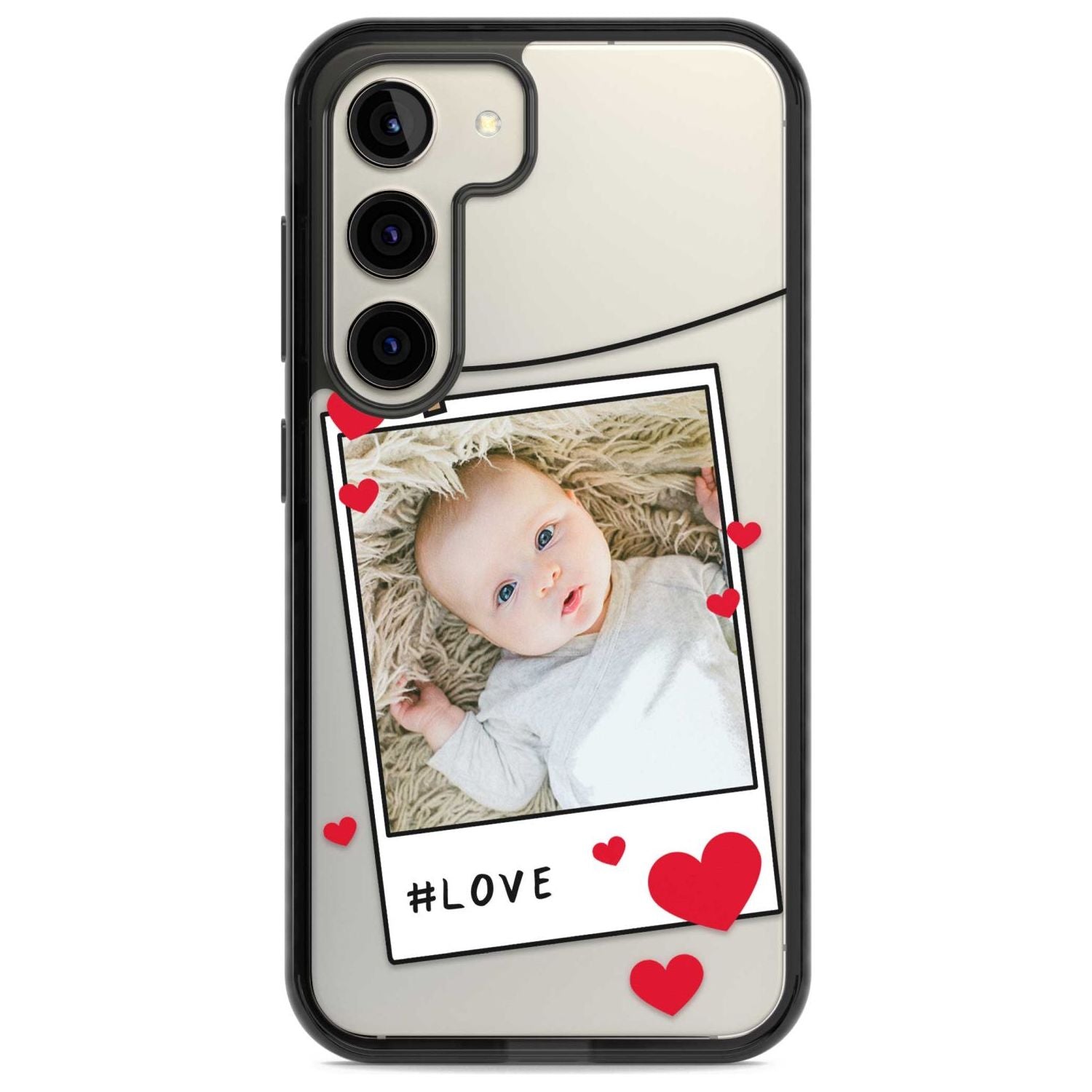 Personalised Love Instant Film Photo Custom Phone Case Samsung S22 / Black Impact Case,Samsung S23 / Black Impact Case Blanc Space