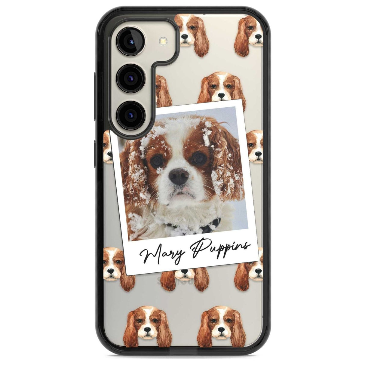 Personalised Cavalier King Charles - Dog Photo Custom Phone Case Samsung S22 / Black Impact Case,Samsung S23 / Black Impact Case Blanc Space