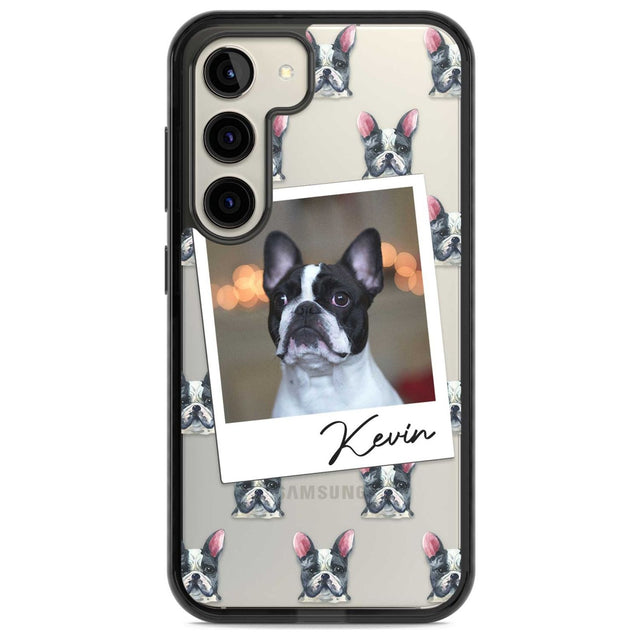 Personalised French Bulldog, Black & White - Dog Photo Custom Phone Case Samsung S22 / Black Impact Case,Samsung S23 / Black Impact Case Blanc Space