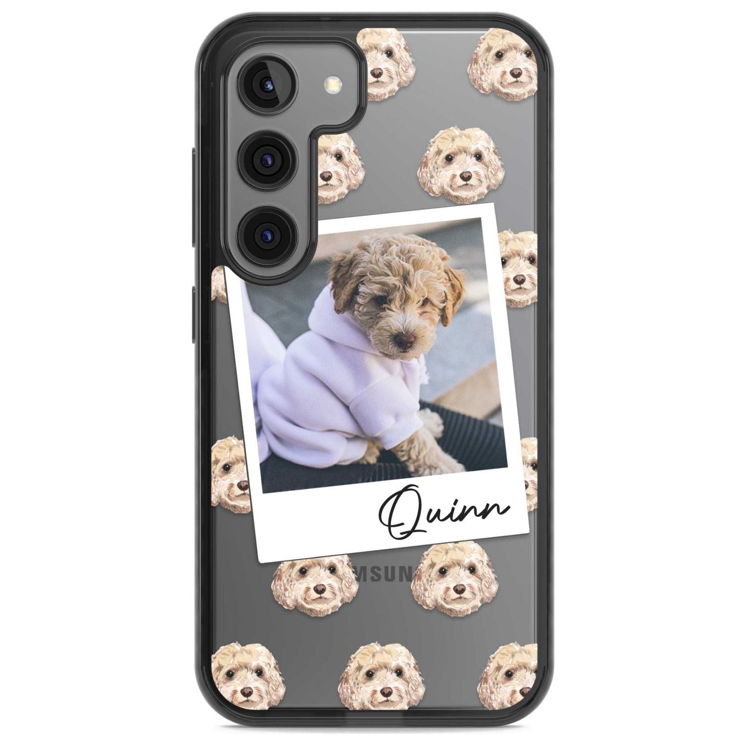 Personalised Cockapoo, Cream - Dog Photo Custom Phone Case Samsung S22 / Black Impact Case,Samsung S23 / Black Impact Case Blanc Space