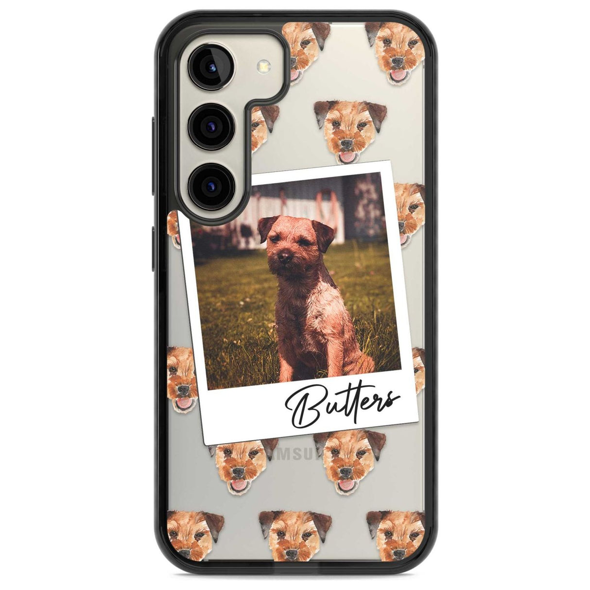 Personalised Border Terrier - Dog Photo Custom Phone Case Samsung S22 / Black Impact Case,Samsung S23 / Black Impact Case Blanc Space