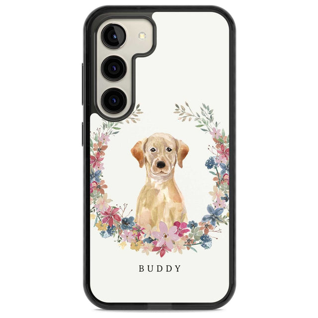 Personalised Yellow Labrador Retriever Dog Portrait Custom Phone Case Samsung S22 / Black Impact Case,Samsung S23 / Black Impact Case Blanc Space
