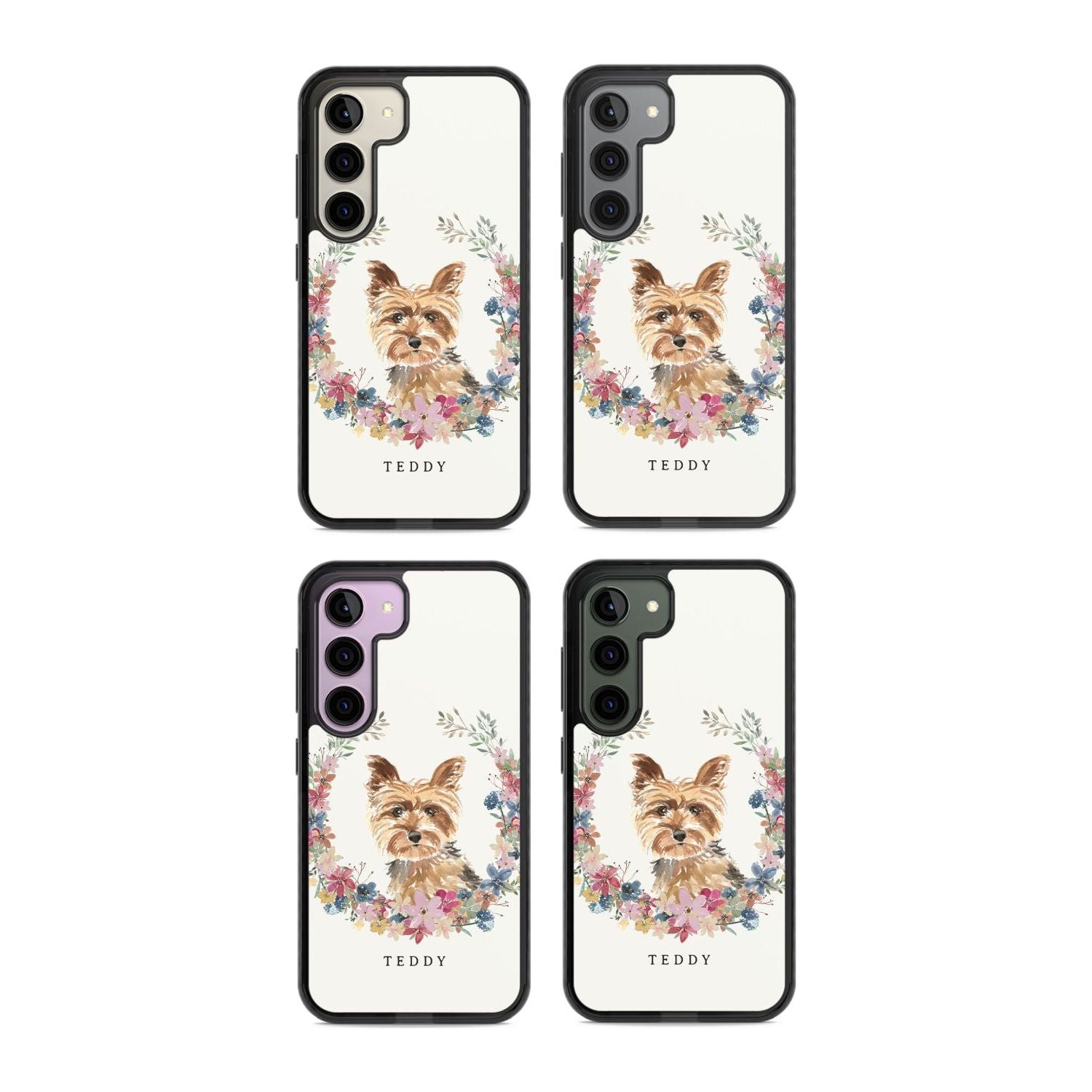 Personalised Yorkshire Terrier Floral Portrait