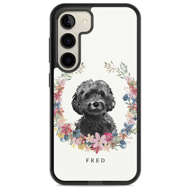 Personalised Black Cockapoo - Watercolour Dog Portrait Custom Phone Case Samsung S22 / Black Impact Case,Samsung S23 / Black Impact Case Blanc Space