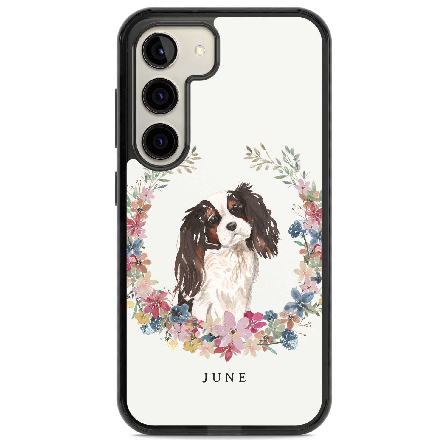 Personalised Tri Coloured King Charles Watercolour Dog Portrait