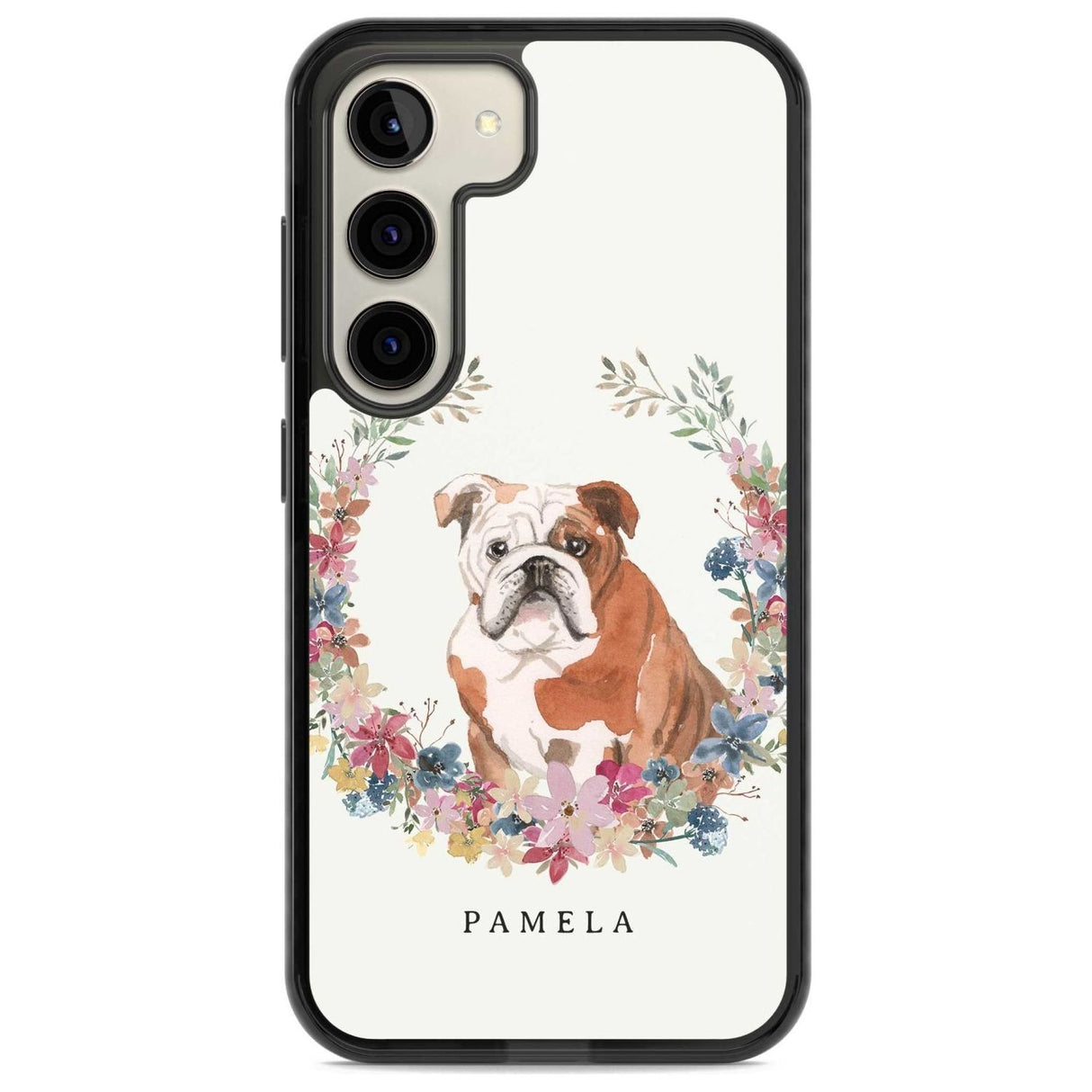 Personalised English Bulldog - Watercolour Dog Portrait Custom Phone Case Samsung S22 / Black Impact Case,Samsung S23 / Black Impact Case Blanc Space