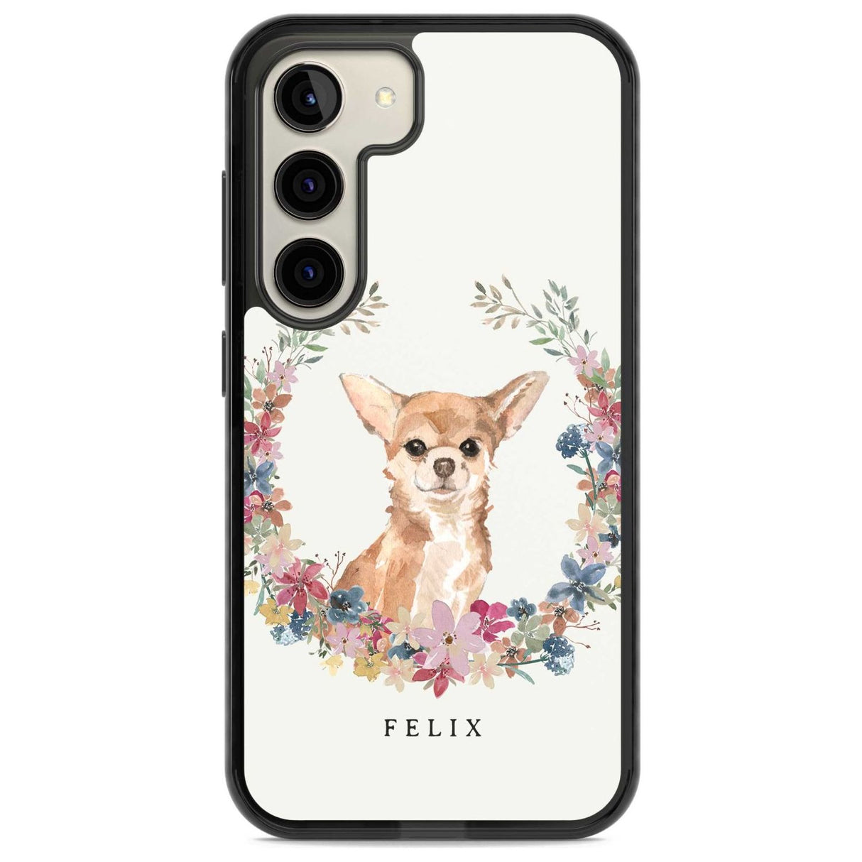 Personalised Chihuahua - Watercolour Dog Portrait Custom Phone Case Samsung S22 / Black Impact Case,Samsung S23 / Black Impact Case Blanc Space