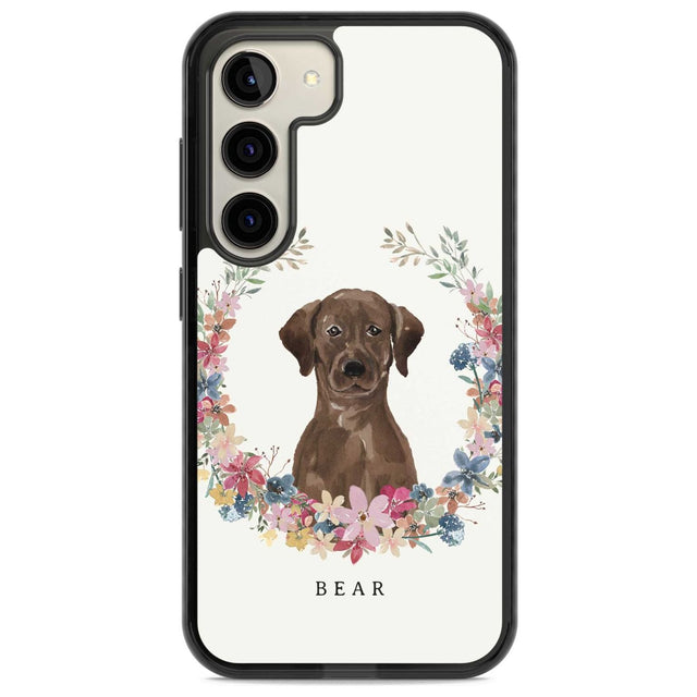 Personalised Chocolate Lab - Watercolour Dog Portrait Custom Phone Case Samsung S22 / Black Impact Case,Samsung S23 / Black Impact Case Blanc Space
