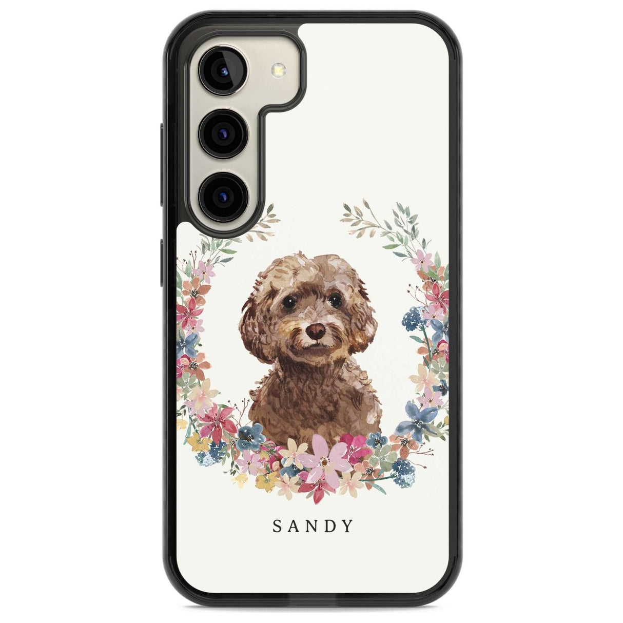 Personalised Brown Cockapoo - Watercolour Dog Portrait Custom Phone Case Samsung S22 / Black Impact Case,Samsung S23 / Black Impact Case Blanc Space