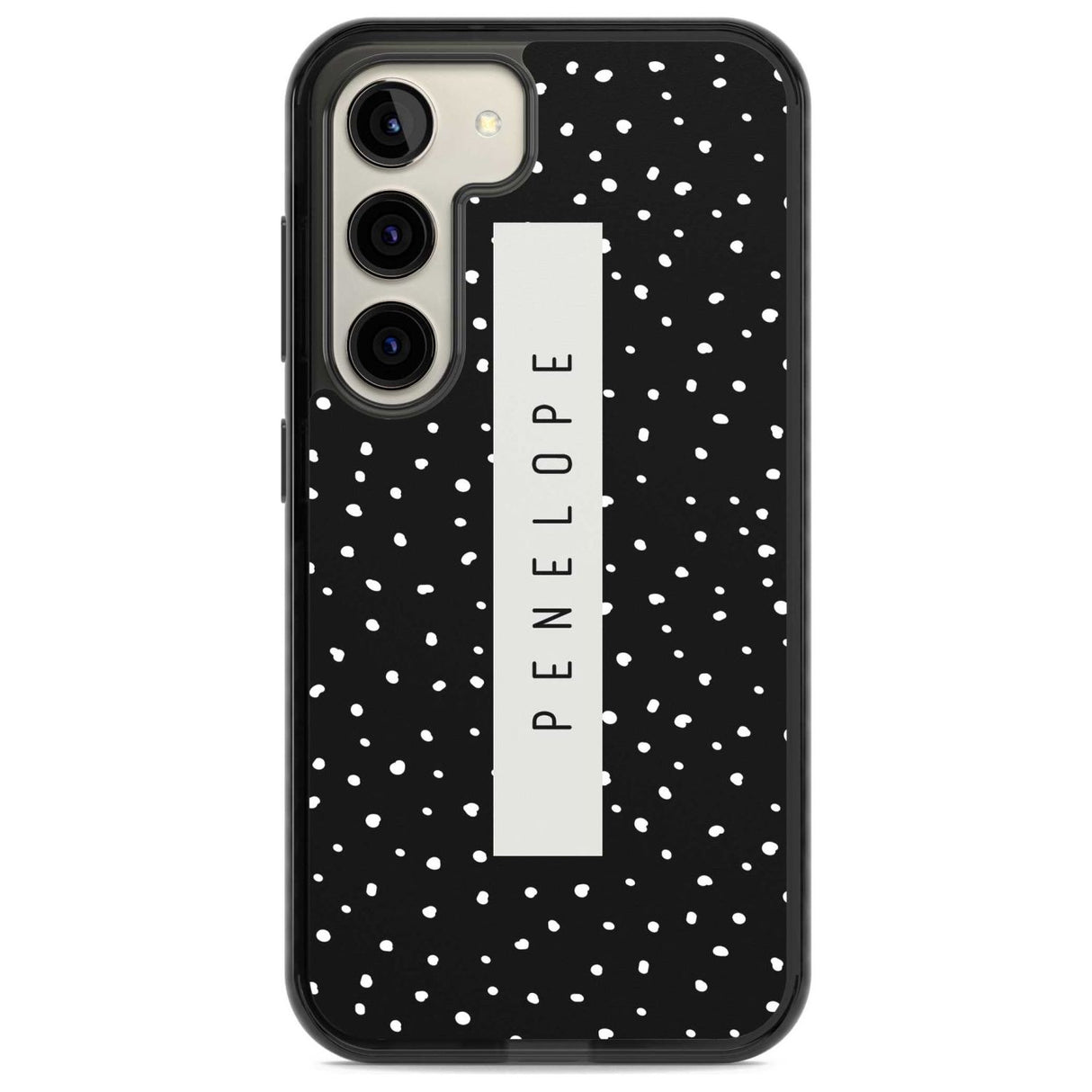 Personalised Black Dots Custom Phone Case Samsung S22 / Black Impact Case,Samsung S23 / Black Impact Case Blanc Space