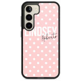 Personalised Pink Polka Custom Phone Case Samsung S22 / Black Impact Case,Samsung S23 / Black Impact Case Blanc Space