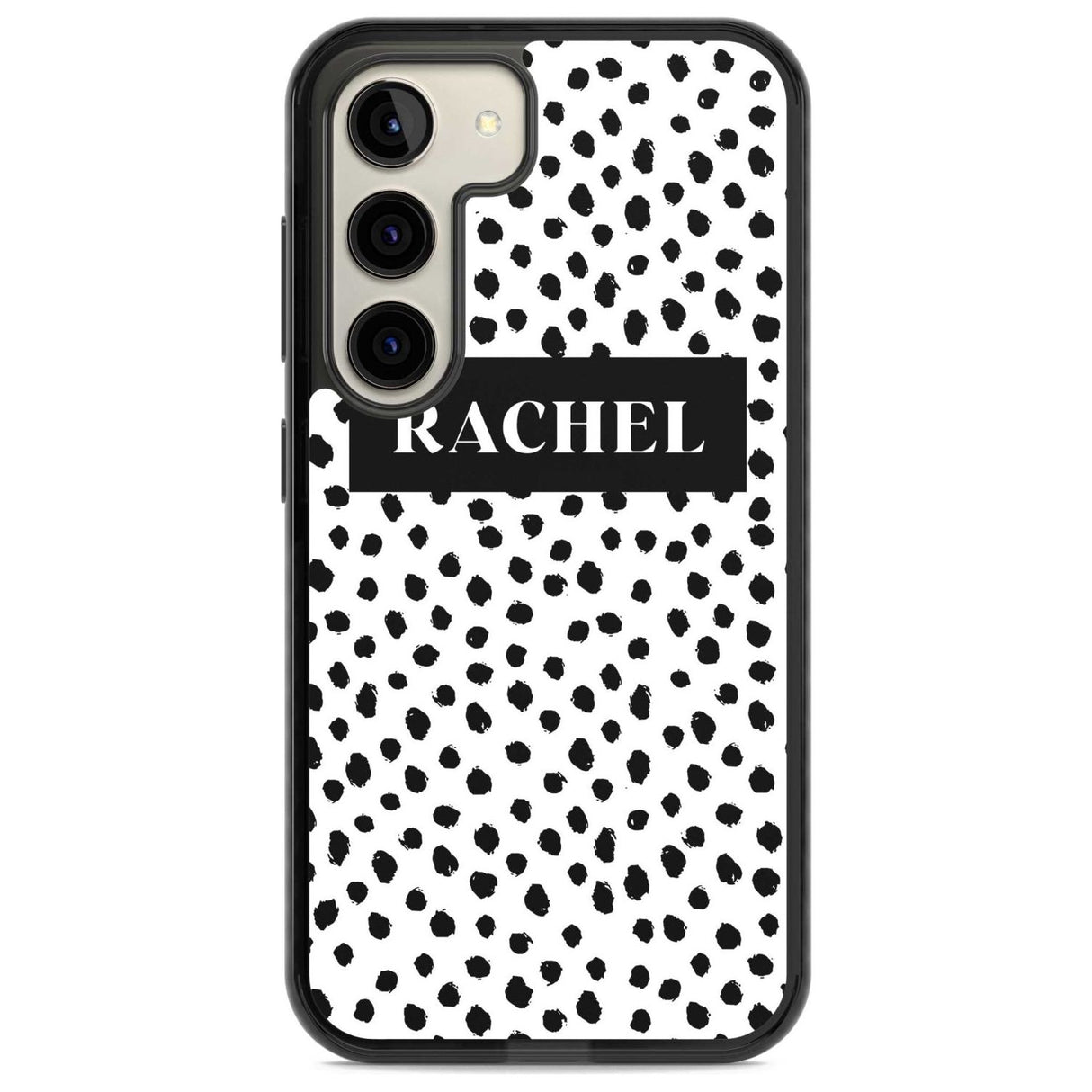 Personalised Black Bar & Dots Custom Phone Case Samsung S22 / Black Impact Case,Samsung S23 / Black Impact Case Blanc Space