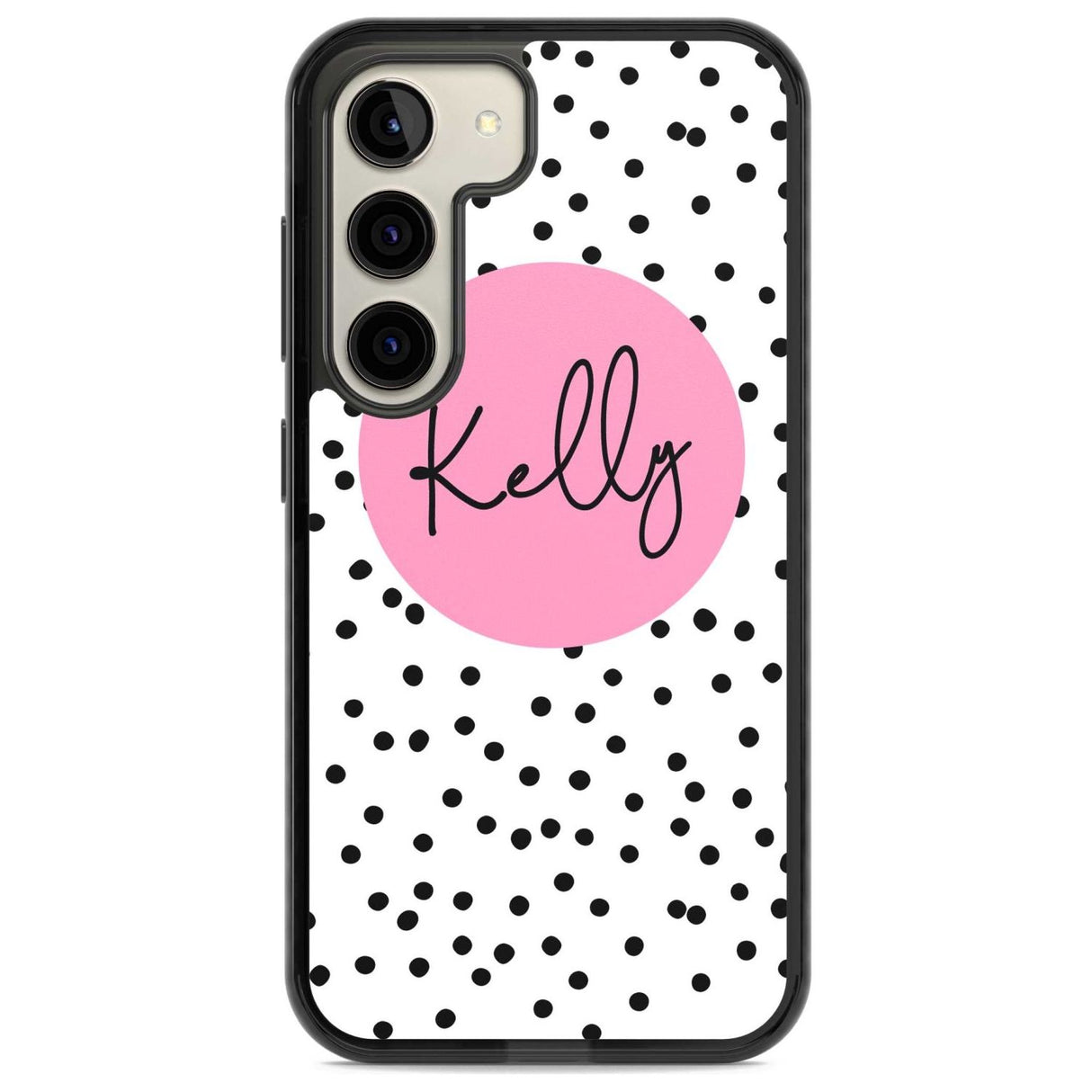 Personalised Pink Circle & Dots Custom Phone Case Samsung S22 / Black Impact Case,Samsung S23 / Black Impact Case Blanc Space