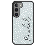 Personalised Vertical Cursive & Dots Custom Phone Case Samsung S22 / Black Impact Case,Samsung S23 / Black Impact Case Blanc Space