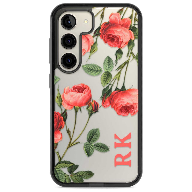 Personalised Clear Vintage Floral Pink Roses Custom Phone Case Samsung S22 / Black Impact Case,Samsung S23 / Black Impact Case Blanc Space