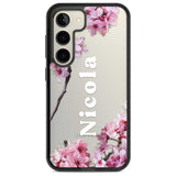 Personalised Cherry Blossoms with Text Custom Phone Case Samsung S22 / Black Impact Case,Samsung S23 / Black Impact Case Blanc Space