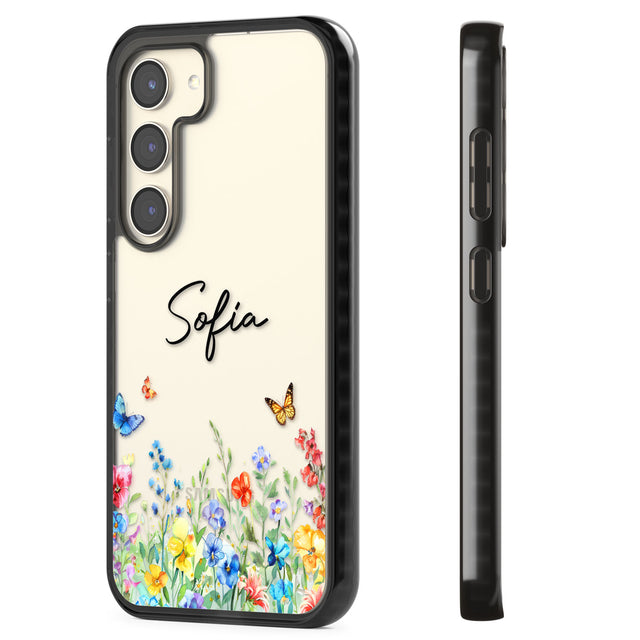 Personalised Buterflies & Wildflowers Impact Phone Case for Samsung Galaxy S24, Samsung Galaxy S23, Samsung Galaxy S22