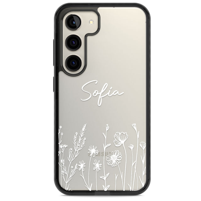 Personalised White Wildflowers Impact Phone Case for Samsung Galaxy S24, Samsung Galaxy S23, Samsung Galaxy S22