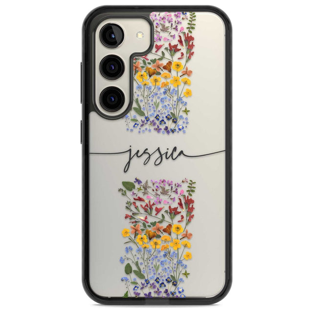 Personalised Wildflower Floral Stripe Personalised Custom Phone Case Samsung S22 / Black Impact Case,Samsung S23 / Black Impact Case Blanc Space