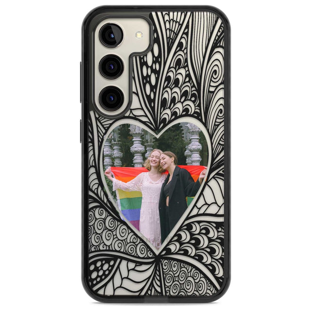 Personalised Henna Heart Photo Case Custom Phone Case Samsung S22 / Black Impact Case,Samsung S23 / Black Impact Case Blanc Space