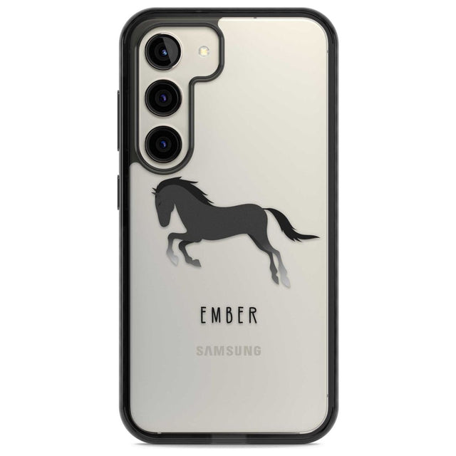 Personalised Black Horse Custom Phone Case Samsung S22 / Black Impact Case,Samsung S23 / Black Impact Case Blanc Space