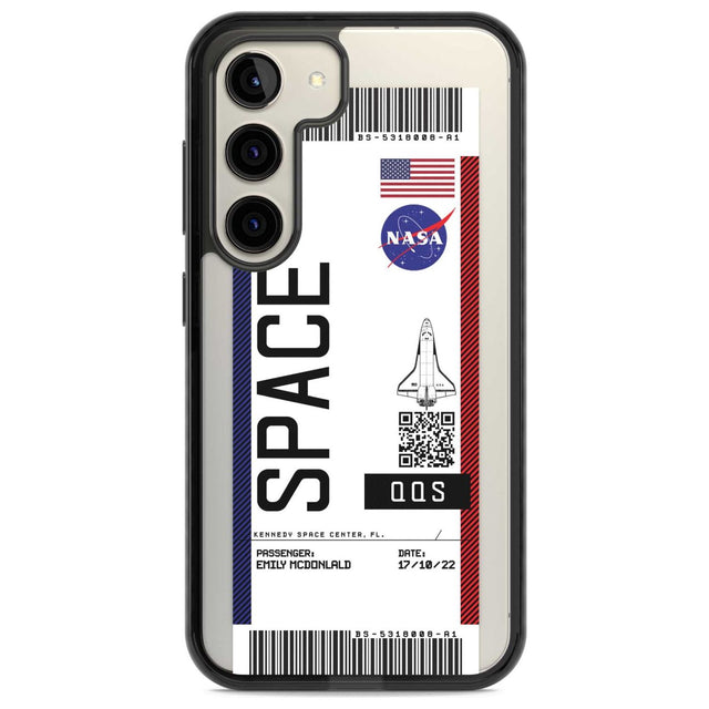 Personalised NASA Boarding Pass (Light) Custom Phone Case Samsung S22 / Black Impact Case,Samsung S23 / Black Impact Case Blanc Space
