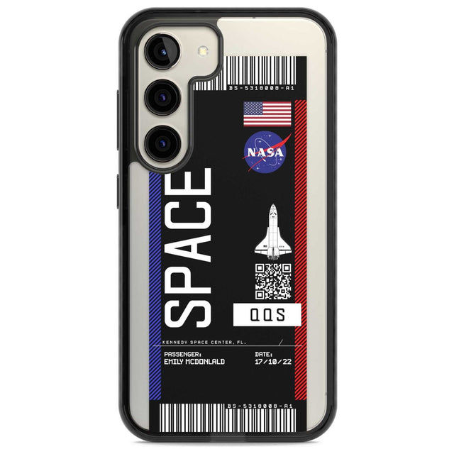 Personalised NASA Boarding Pass (Dark) Custom Phone Case Samsung S22 / Black Impact Case,Samsung S23 / Black Impact Case Blanc Space