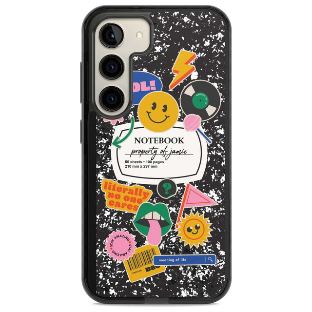 Personalised Notebook Cover with Stickers Custom Phone Case Samsung S22 / Black Impact Case,Samsung S23 / Black Impact Case Blanc Space
