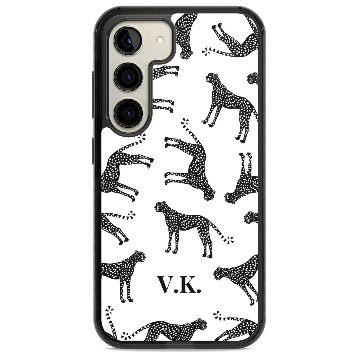 Personalised Cheetah Black & White Custom Phone Case Samsung S22 / Black Impact Case,Samsung S23 / Black Impact Case Blanc Space