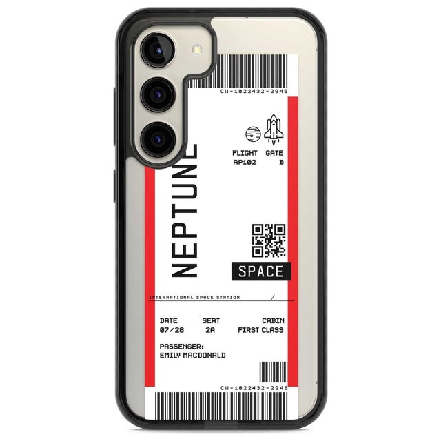 Personalised Neptune Space Travel Ticket Custom Phone Case Samsung S22 / Black Impact Case,Samsung S23 / Black Impact Case Blanc Space
