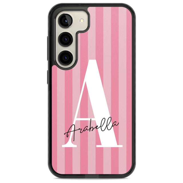 Personalised Pink on Pink Stripes Custom Phone Case Samsung S23 / Black Impact Case,Samsung S22 / Black Impact Case Blanc Space
