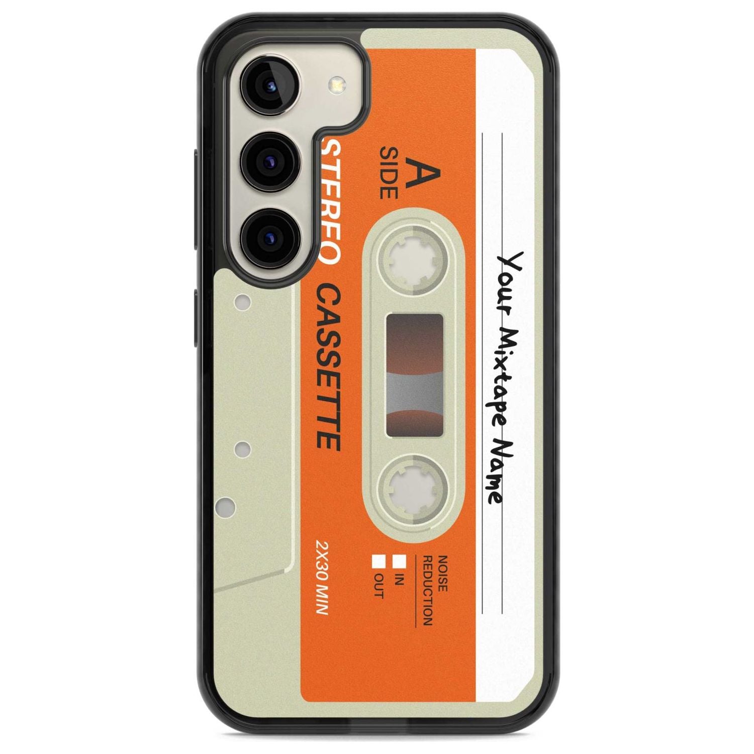Personalised Classic Cassette Custom Phone Case Samsung S22 / Black Impact Case,Samsung S23 / Black Impact Case Blanc Space