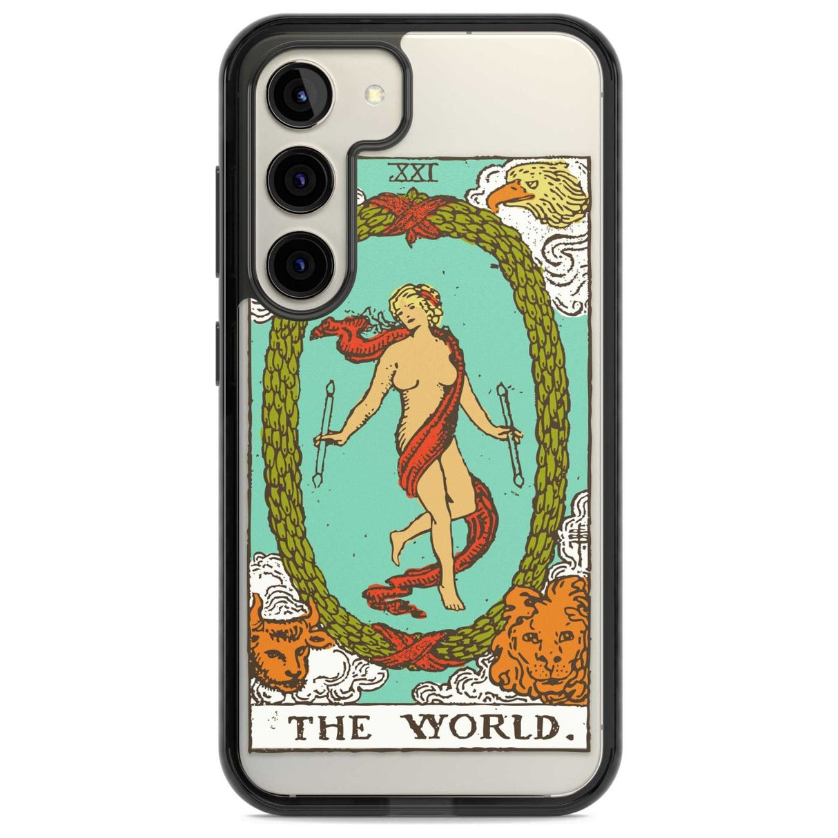 Personalised The World Tarot Card - Colour Custom Phone Case Samsung S22 / Black Impact Case,Samsung S23 / Black Impact Case Blanc Space