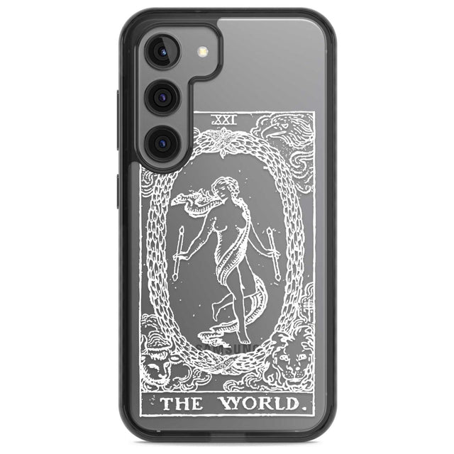 Personalised The World Tarot Card - White Transparent Custom Phone Case Samsung S22 / Black Impact Case,Samsung S23 / Black Impact Case Blanc Space