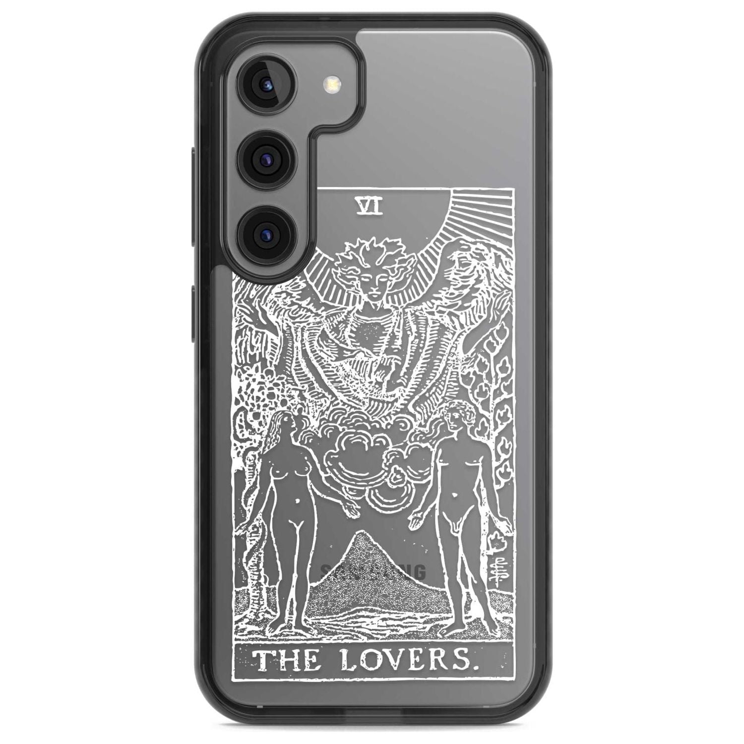 Personalised The Lovers Tarot Card - White Transparent Custom Phone Case Samsung S22 / Black Impact Case,Samsung S23 / Black Impact Case Blanc Space
