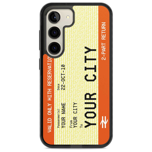 Personalised Create Your Own Train Ticket Custom Phone Case Samsung S22 / Black Impact Case,Samsung S23 / Black Impact Case Blanc Space