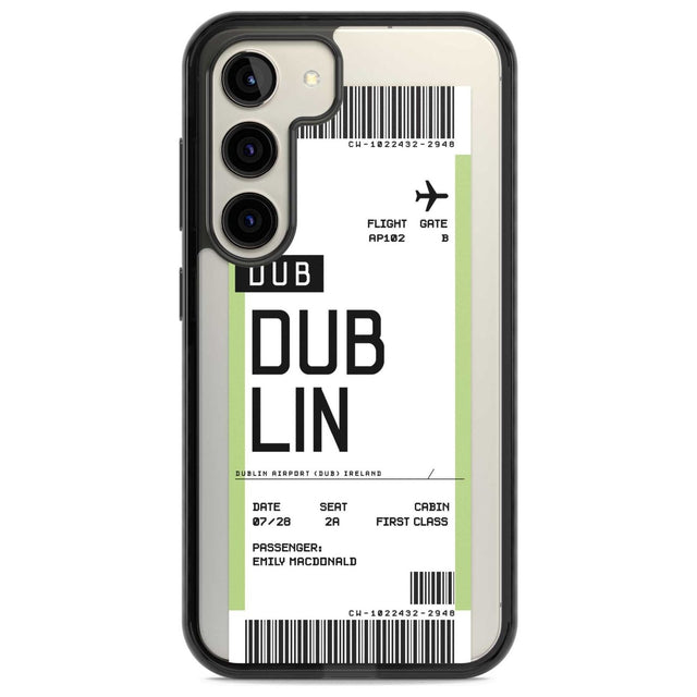 Personalised Dublin Boarding Pass Custom Phone Case Samsung S22 / Black Impact Case,Samsung S23 / Black Impact Case Blanc Space